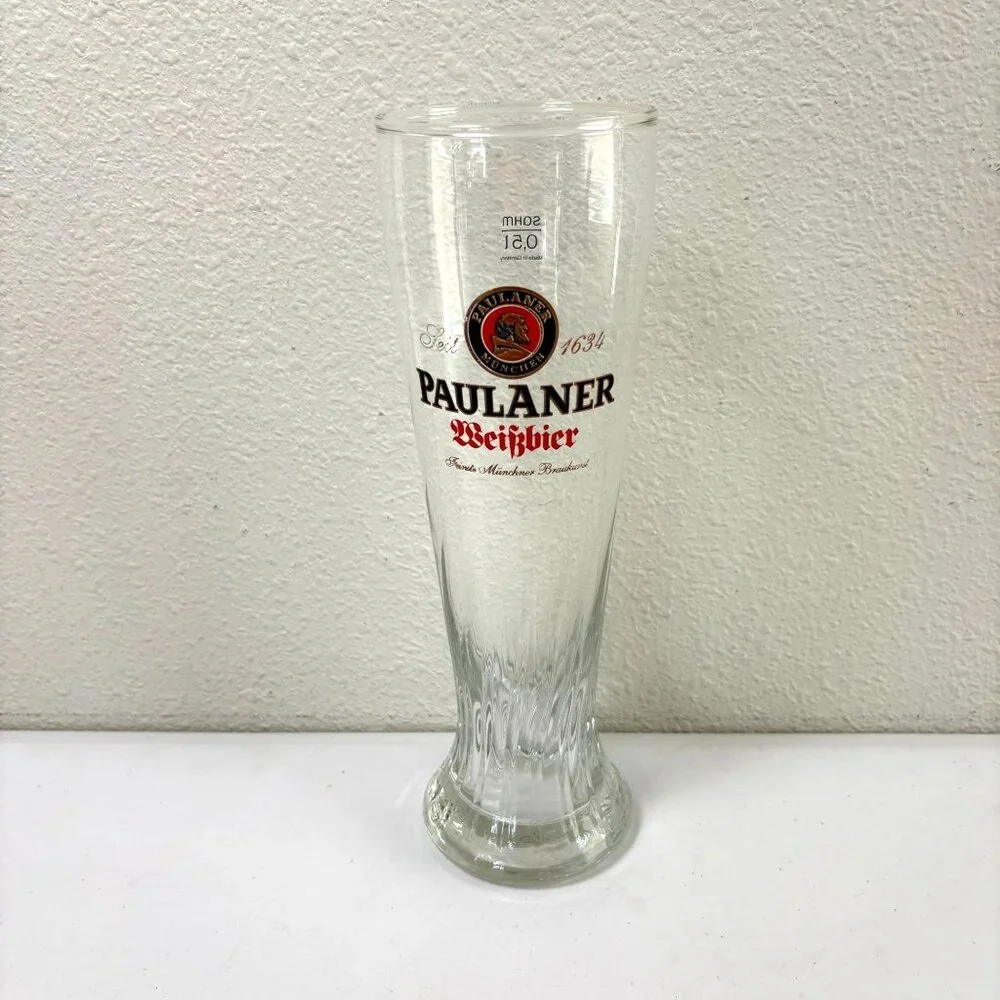 Paulaner Munchen WeiBbier Tall Swirl Pilsner Beer Glass Germany‎ 0,5L SAHM